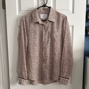 The Shirt by Rochelle Behrens Animal Print Boho Button Up Blouse Top Size L